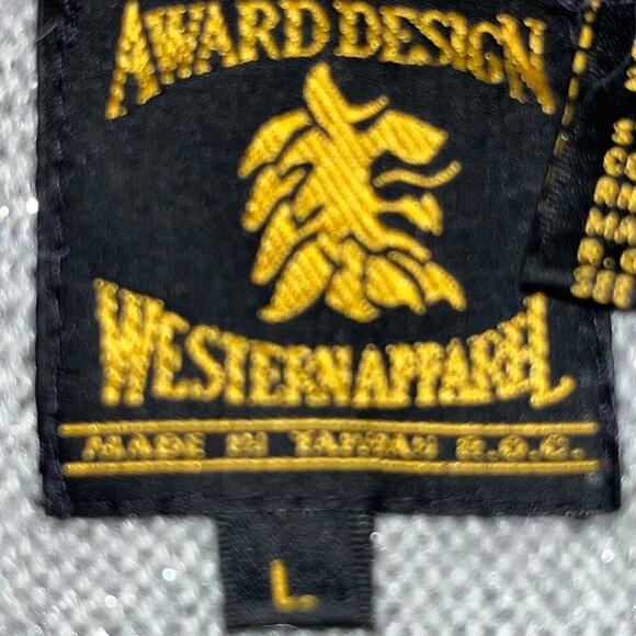 Vintage 80'S METALLIC AWARD DESIGN WESTERN APPAREL SILVER & LAME CACTUS DESIGN L - Picture 10 of 12